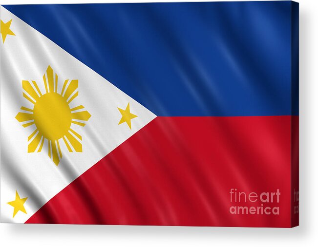 Printmaking Technique Acrylic Print featuring the photograph Philippines Flag by Visual7