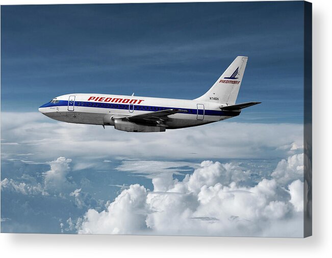 Piedmont Airlines Acrylic Print featuring the mixed media Piedmont Airlines Boeing 737 by Erik Simonsen