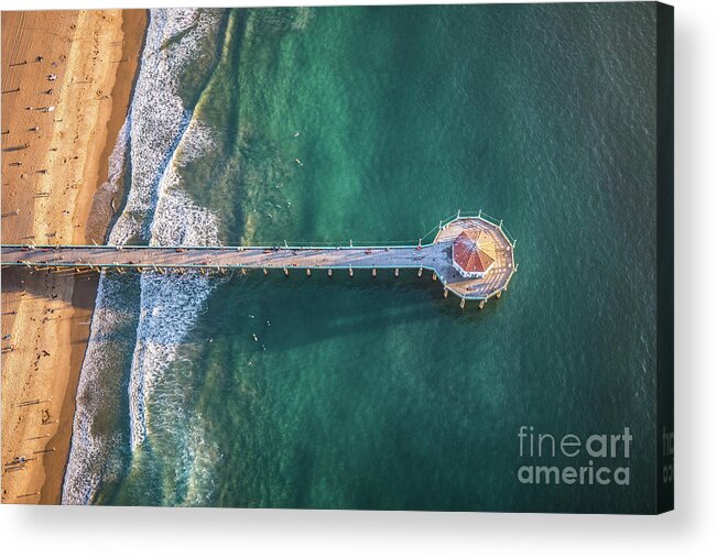 California Acrylic Print featuring the photograph Pier View Heli by Shabdro Photo