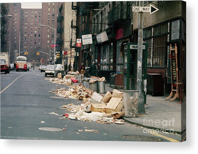 Garbage Acrylic Print featuring the photograph Piles Of Garbage Lying On The Street by Bettmann