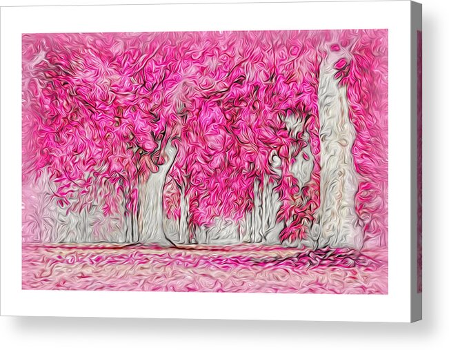 Pink Acrylic Print featuring the digital art Pink Forest Swirls by Doreen Erhardt