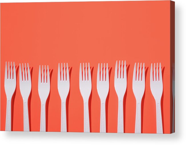 Orange Color Acrylic Print featuring the photograph Plastic Forks by Paul Taylor