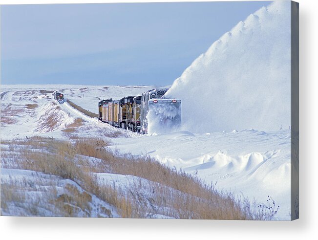 Tranquility Acrylic Print featuring the photograph Plowing Snow In Kansas by Mike Danneman