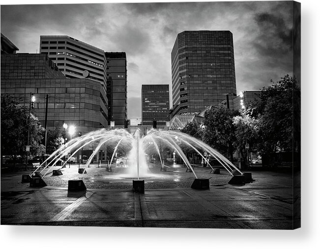 Buildings Acrylic Print featuring the photograph Portland Fountains by Steven Clark