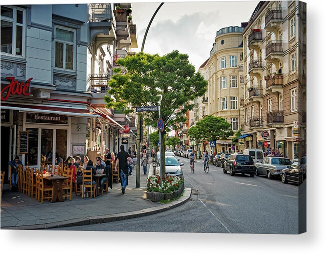 People Acrylic Print featuring the photograph Portuguese Quarter In Hamburg by Thomas Winz