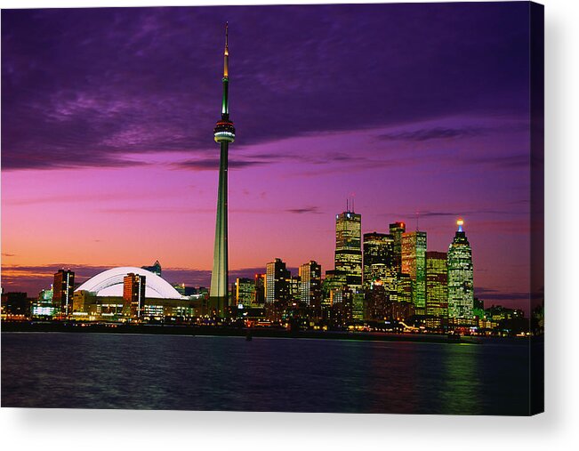 Toronto Acrylic Print featuring the photograph Posca100 Cn Toronto Skyline At Night by Jim Schwabel