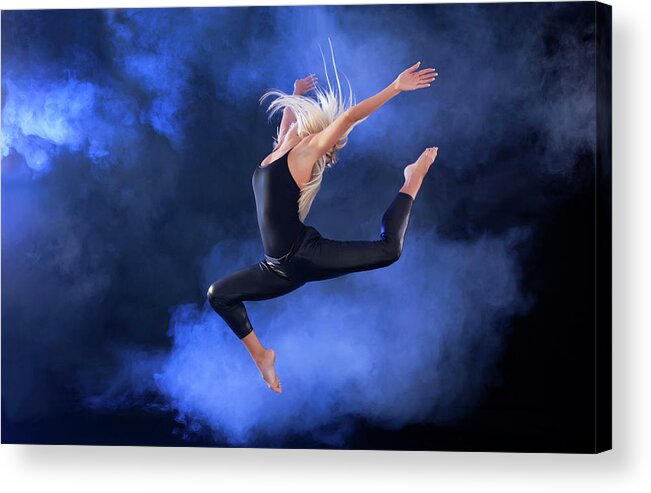 Expertise Acrylic Print featuring the photograph Professional Ballerina Jumping Through by Skynesher