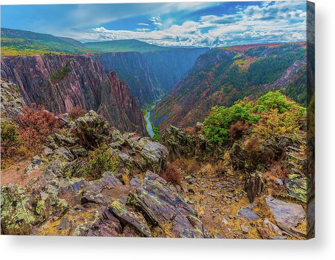 Black Canyon Of The Gunnison National Park Acrylic Print featuring the photograph Pulpit Rock Overlook at Black Canyon of the Gunnison National Park by Tom Potter
