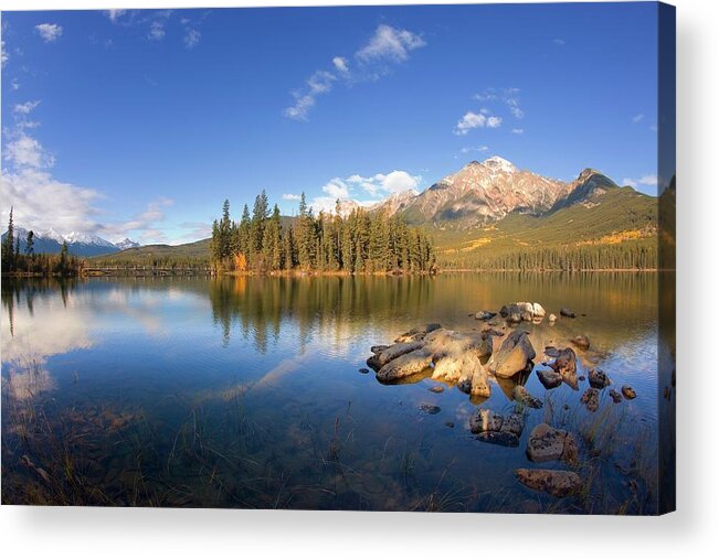 Tranquility Acrylic Print featuring the photograph Pyramid Lake Jasper National Park by Design Pics/carson Ganci