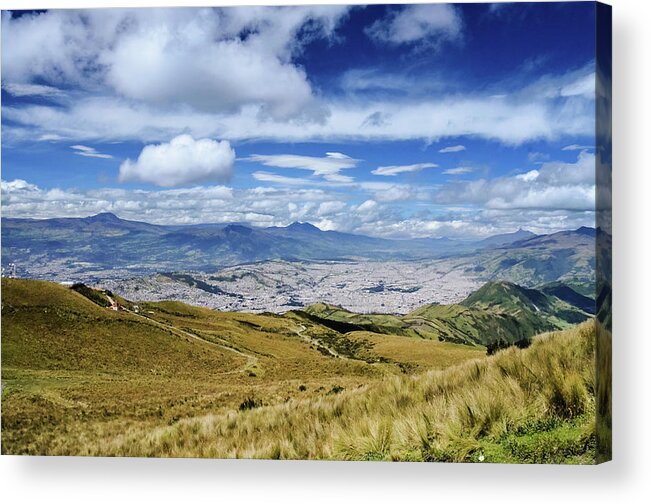 Scenics Acrylic Print featuring the photograph Quito Landscape View From Pichincha by Volanthevist