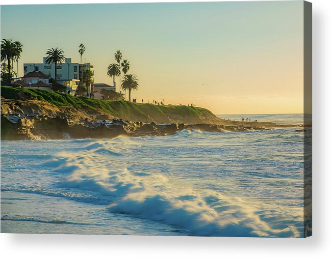 Waves Acrylic Print featuring the photograph Raging Sunset Waters by Local Snaps Photography