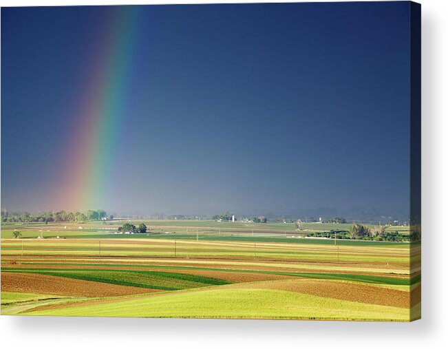 Scenics Acrylic Print featuring the photograph Rainbow Over Agricultural Area by Beklaus