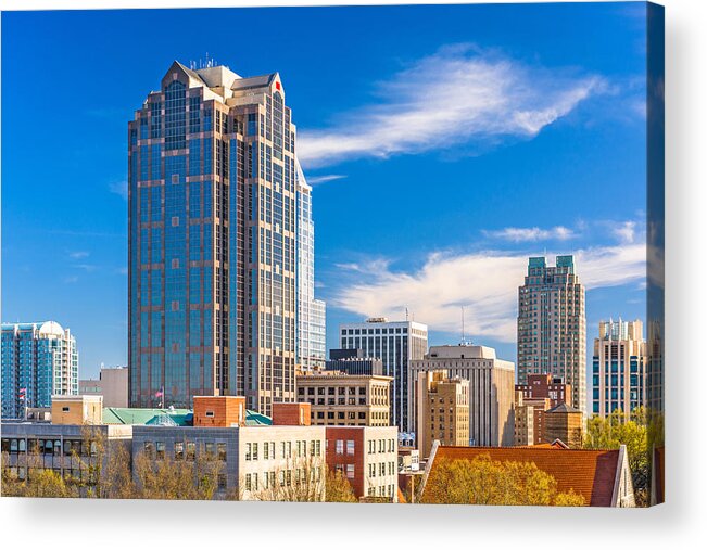 Cityscape Acrylic Print featuring the photograph Raleigh, North Carolina, Usa Downtown by Sean Pavone