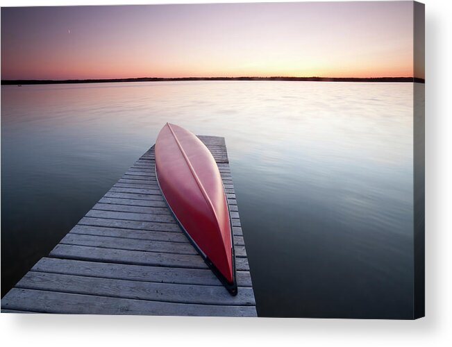 Scenics Acrylic Print featuring the photograph Red Canoe by Mysticenergy