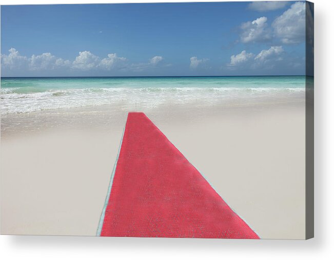 Tranquility Acrylic Print featuring the photograph Red Carpet On A Beach by Buena Vista Images
