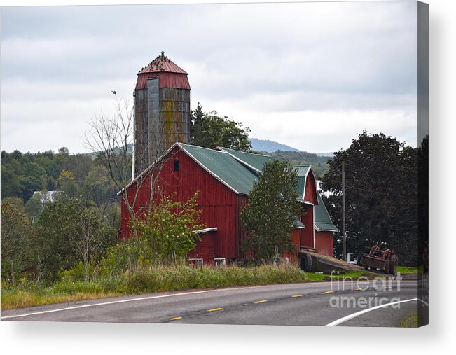Pennsylvania Acrylic Print featuring the photograph Red Pennsylvania Barn and Silo by Catherine Sherman
