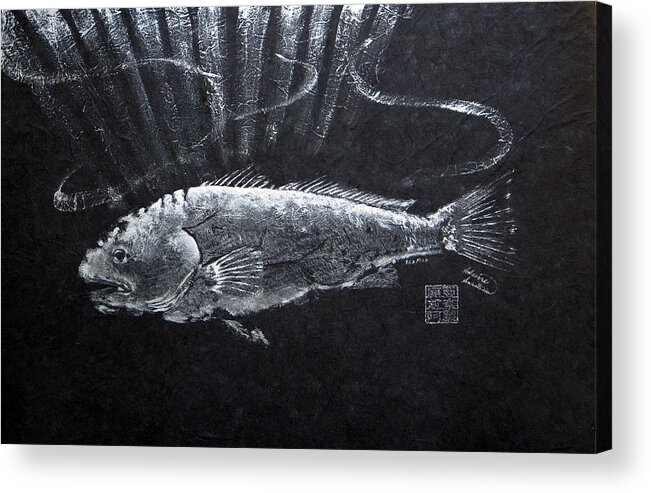 Fish Acrylic Print featuring the painting Redfish - Silver with Sun Rays by Adrienne Dye