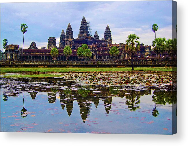 Scenics Acrylic Print featuring the photograph Reflection Over Angkor Wat by Joanne
