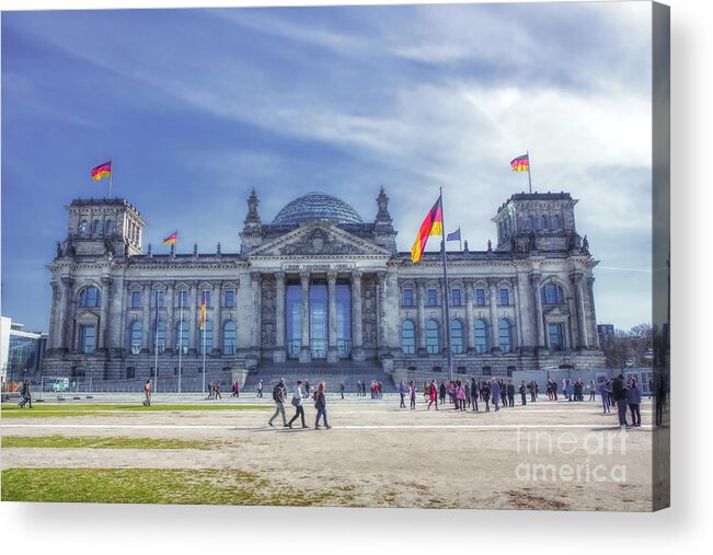 Germany Flag Acrylic Print featuring the photograph Reichstag Building Seat Of The German Parliament by Stefano Senise
