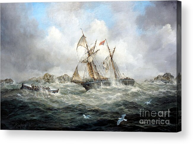 Run Aground Acrylic Print featuring the painting Rescue at Last by Richard Willis
