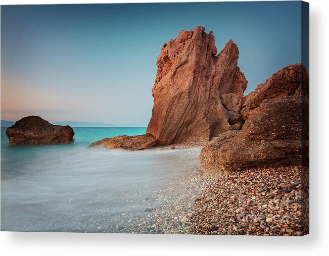Rhodes Acrylic Print featuring the photograph Rhodes seaside cliffs by Sophie McAulay
