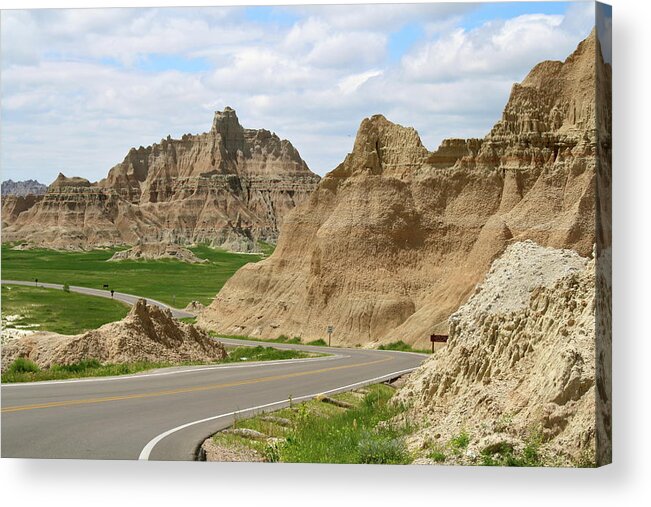 Tranquility Acrylic Print featuring the photograph Road Winds Through Badlands National by Michal Gutowski Photography