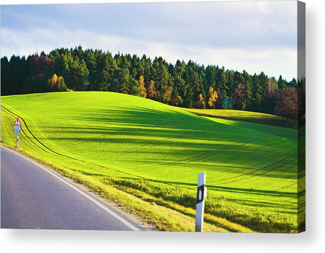 Scenics Acrylic Print featuring the photograph Roadside And Green Pasture Bavaria by Julia Goss