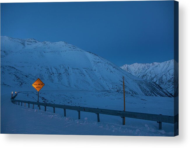Ip_71076936 Acrylic Print featuring the photograph Roadsign Avalnche Area At Dalton Highway, North Slope Borough, Alaska, Usa by Jrg Reuther