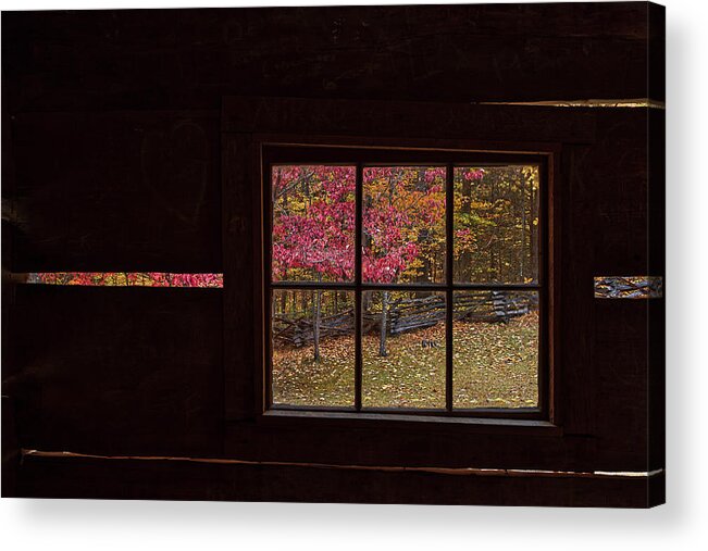 Roaring Fork Cabin Window Acrylic Print featuring the photograph Roaring Fork Cabin Window by Galloimages Online