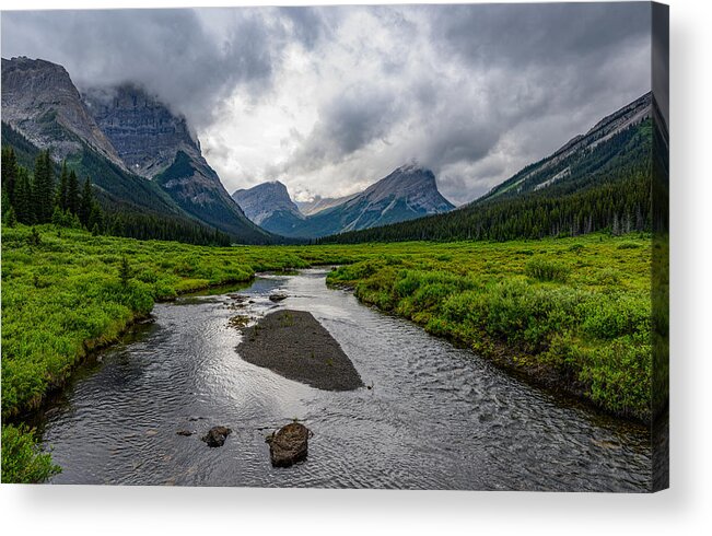 Canadian Acrylic Print featuring the photograph Rocks, Creek, Rockies by Kevin Xu