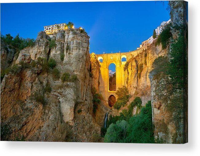 Landscape Acrylic Print featuring the photograph Ronda - El Tajo Gorge Canyon, Puente by Jan Wlodarczyk