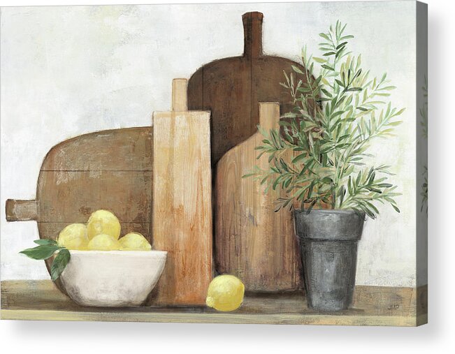 Black Acrylic Print featuring the painting Rustic Kitchen Brown by Julia Purinton