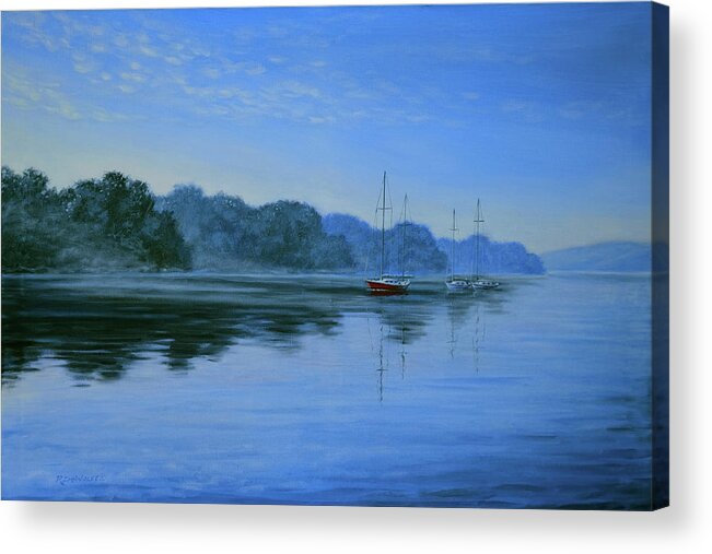 Sailboat Acrylic Print featuring the painting Sailor's Rest by Richard De Wolfe