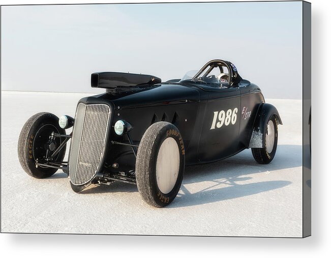 Bonneville Acrylic Print featuring the photograph Salt Flats - Roadster #1986 by Andy Romanoff
