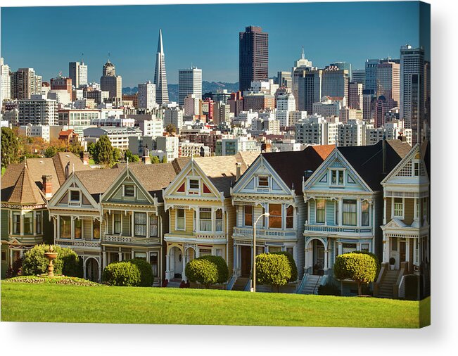 San Francisco Acrylic Print featuring the photograph San Francisco Postcard Row Skyline by Pgiam