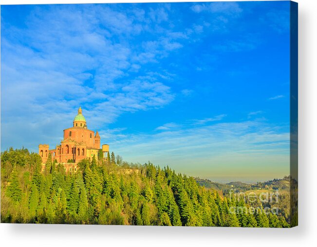 Bologna Acrylic Print featuring the photograph San Luca sanctuary landscape by Benny Marty