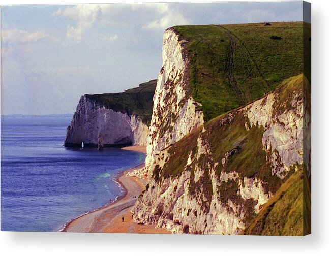 Water's Edge Acrylic Print featuring the photograph Sandstone Cliffs, Dorset by Krishna Santhanam