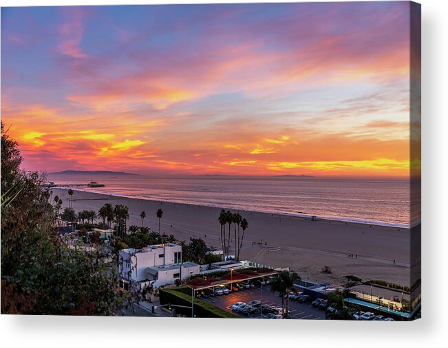 Santa Monica Pier Acrylic Print featuring the photograph Santa Monica Pier Sunset - 11.1.18 by Gene Parks