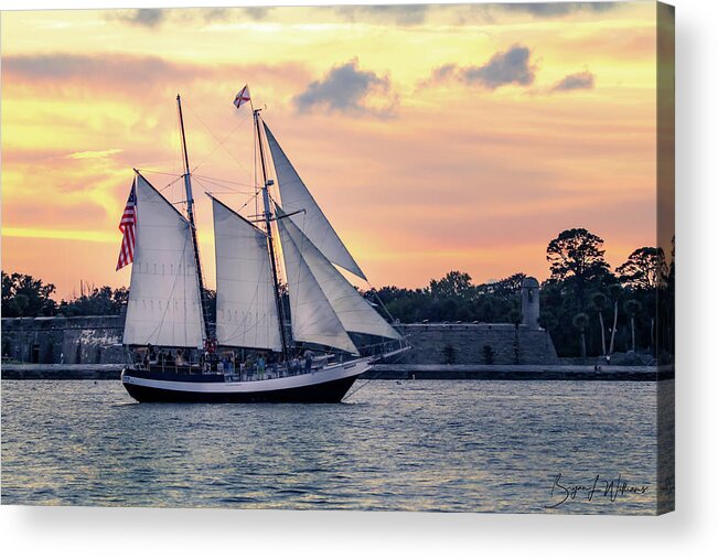 Schooner Acrylic Print featuring the photograph Schooner Freedom 3 by Bryan Williams