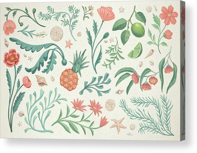 Botanical Acrylic Print featuring the drawing Seaside Botanical I by Janelle Penner