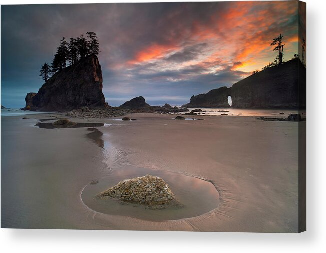 Scenics Acrylic Print featuring the photograph Second Beach Sunset, Olympic National by Antonyspencer