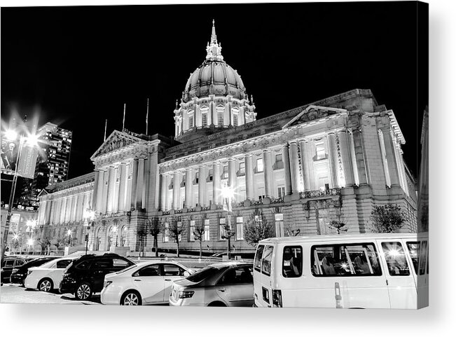 City Hall Acrylic Print featuring the photograph Sf City Hall Bw by Jonathan Nguyen