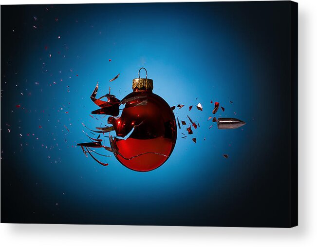 Bullet Acrylic Print featuring the photograph Shattered Christmas by Lex Augusteijn