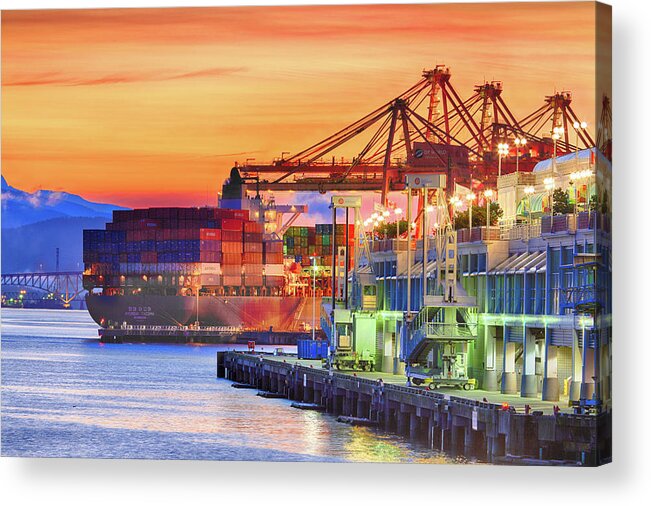 British Columbia Acrylic Print featuring the photograph Shipping Sunrise by Briand Sanderson