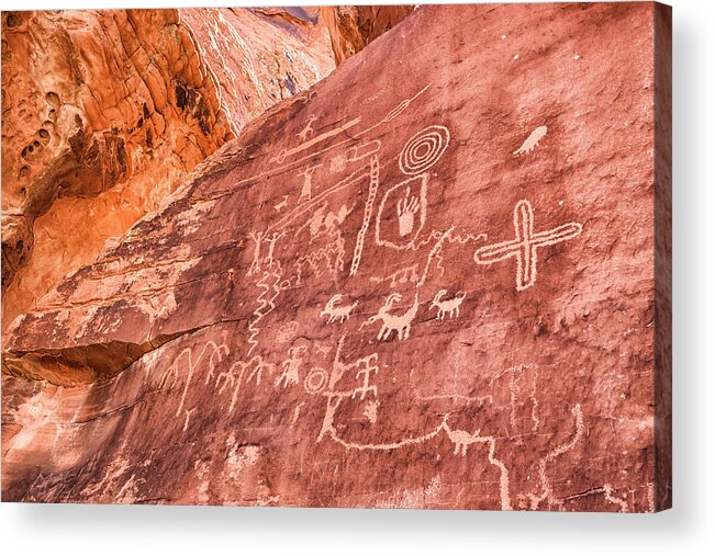 Signs On Sandstone Acrylic Print featuring the photograph Signs On Sandstone by Joseph S Giacalone
