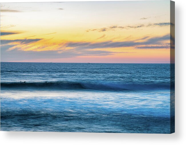 Orange Acrylic Print featuring the photograph Silhouette Surfer Sunset by Local Snaps Photography