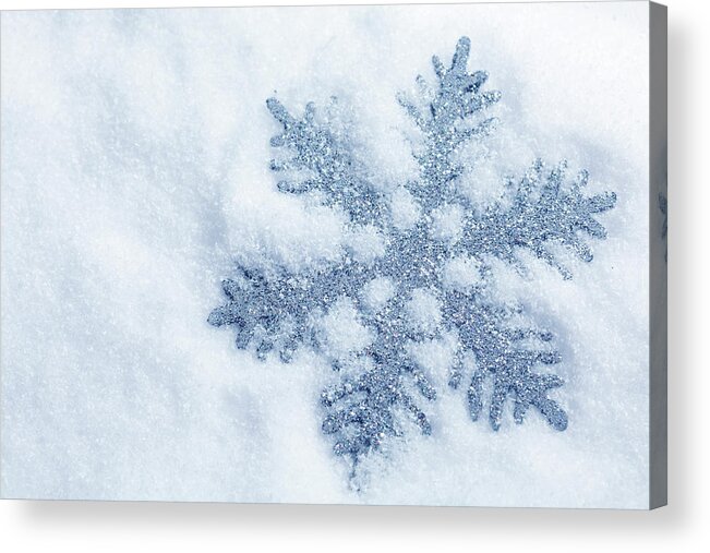 Fake Snow Acrylic Print featuring the photograph Silver Snowflake by Neoblues