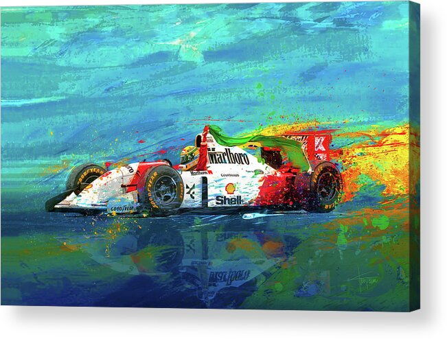 Ayrton Senna Acrylic Print featuring the mixed media Simply The Best by Alan Greene