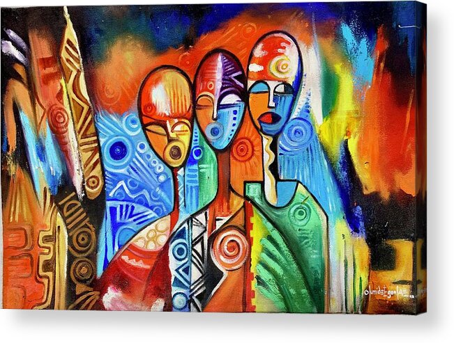 Africa Acrylic Print featuring the painting Singers by Olumide Egunlae