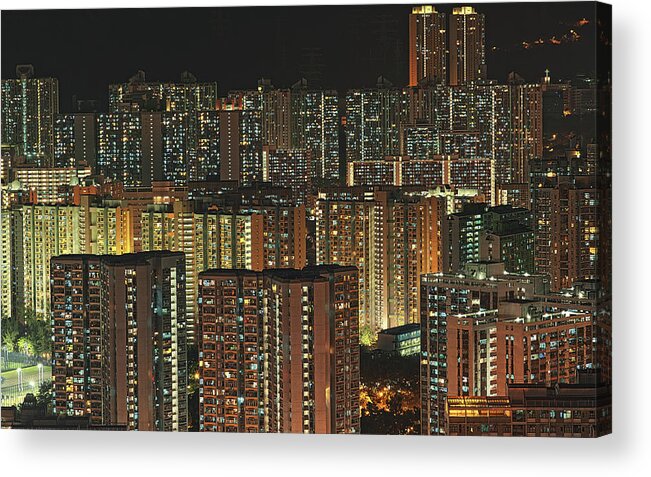 Chinese Culture Acrylic Print featuring the photograph Skyline At Night by Ryan Cheng Photography